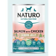 Naturo - Chien Saumon, Poulet et Légumes dans une Sauce aux Herbes - Nourriture Humide Sans Grains pour Chiens