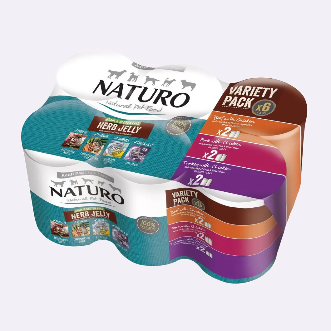 Naturo - Chien Assortiment en Gelée - Caisse de 6 x 390 g - Nourriture Humide Sans Grains pour Chiens