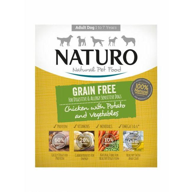 Naturo - Poulet, Patate et Légumes - Nourriture Humide Sans Grains pour Chiens Adultes 1-7 Ans en Sachet