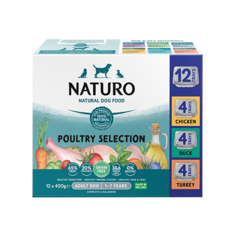 Naturo - Assortiment Varié - Nourriture Humide Sans Grains pour Chiens Adultes 1-7 Ans en Sachet