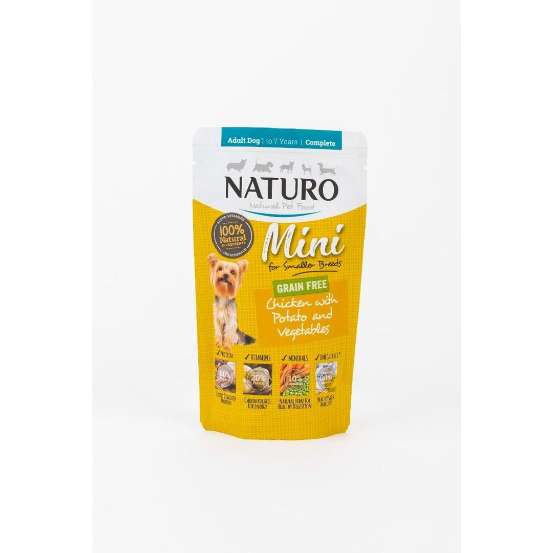 Naturo Mini - Chien Poulet, Patate et Légumes - Nourriture Humide Sans Grains en Pochette pour Chiens