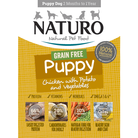 Naturo Mini - Poulet, Patate et Légumes - Nourriture Humide Sans Grains pour Chiots en Sachet