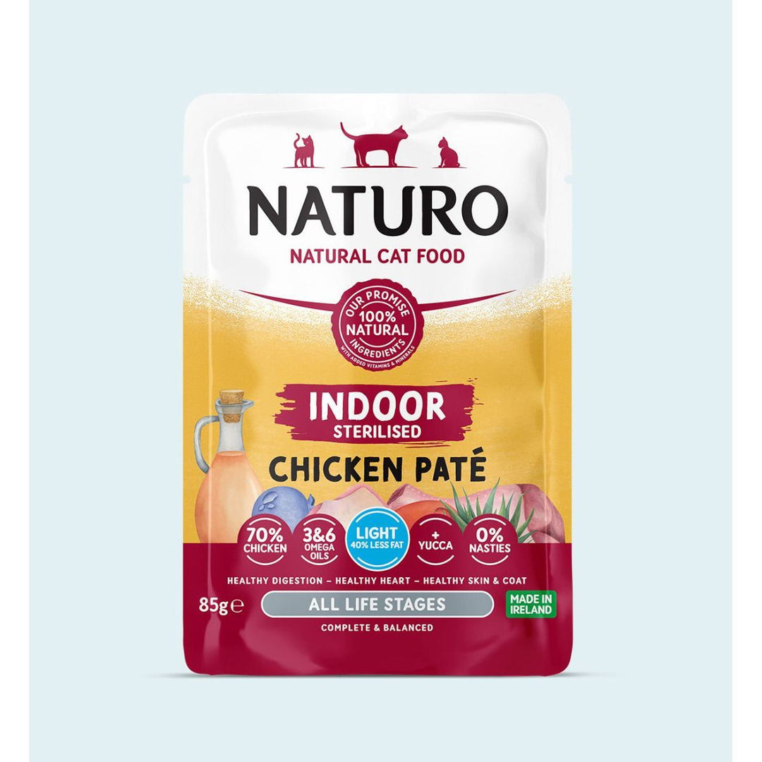 Naturo - Pâté de Poulet - Nourriture Humide Sans Grains en Pâté pour Chats d'Intérieur en Sachet
