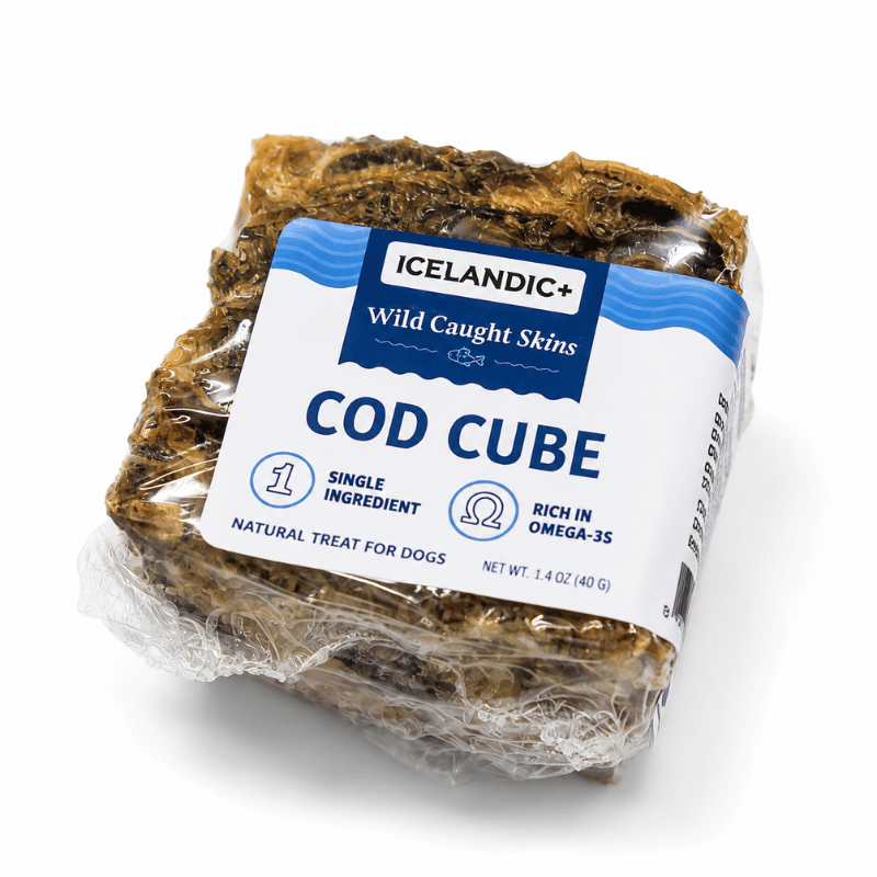 Icelandic+ Grand Peau de Morue en Forme de Cube - Gâteries Séchéess à l'Air pour Chiens