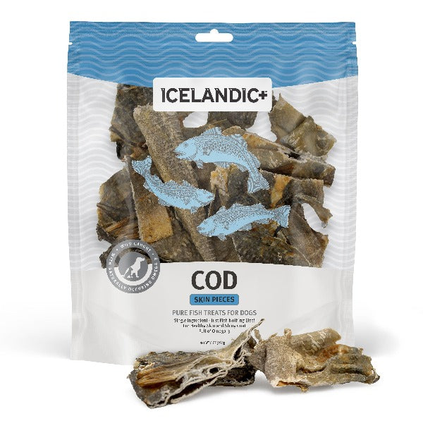 Icelandic+ Morceaux de Peau de Morue  - Gâteries Séchéess à l'Air pour Chiens