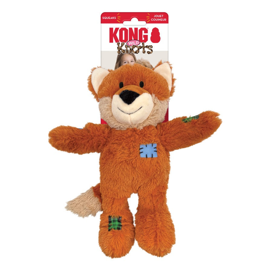 Kong - Renard à Noeuds Sauvages - Jouet en Peluche avec Couineur pour Chiens