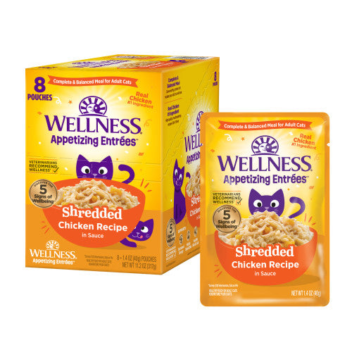 Wellness Appetizing Entrees - Poulet Déchiquetté en Sauce - Nourriture Humide pour Chats Adultes en Sachet
