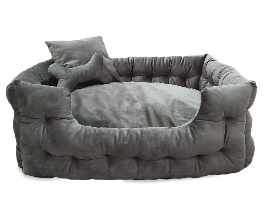 GOO-EEZ Lit Rectangulaire Velours Gris Anthracite