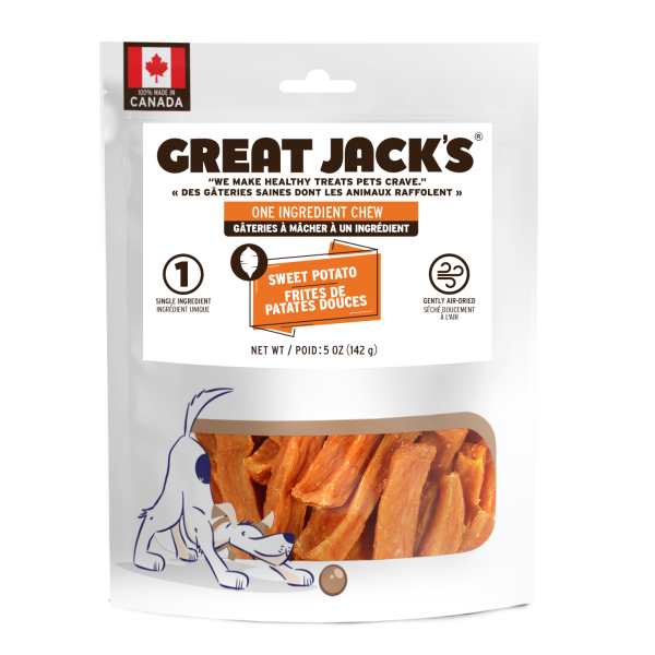 Great Jack's - Frites de Patates Douces - Gâteries Lyophilisées Sans Grains pour Chiens