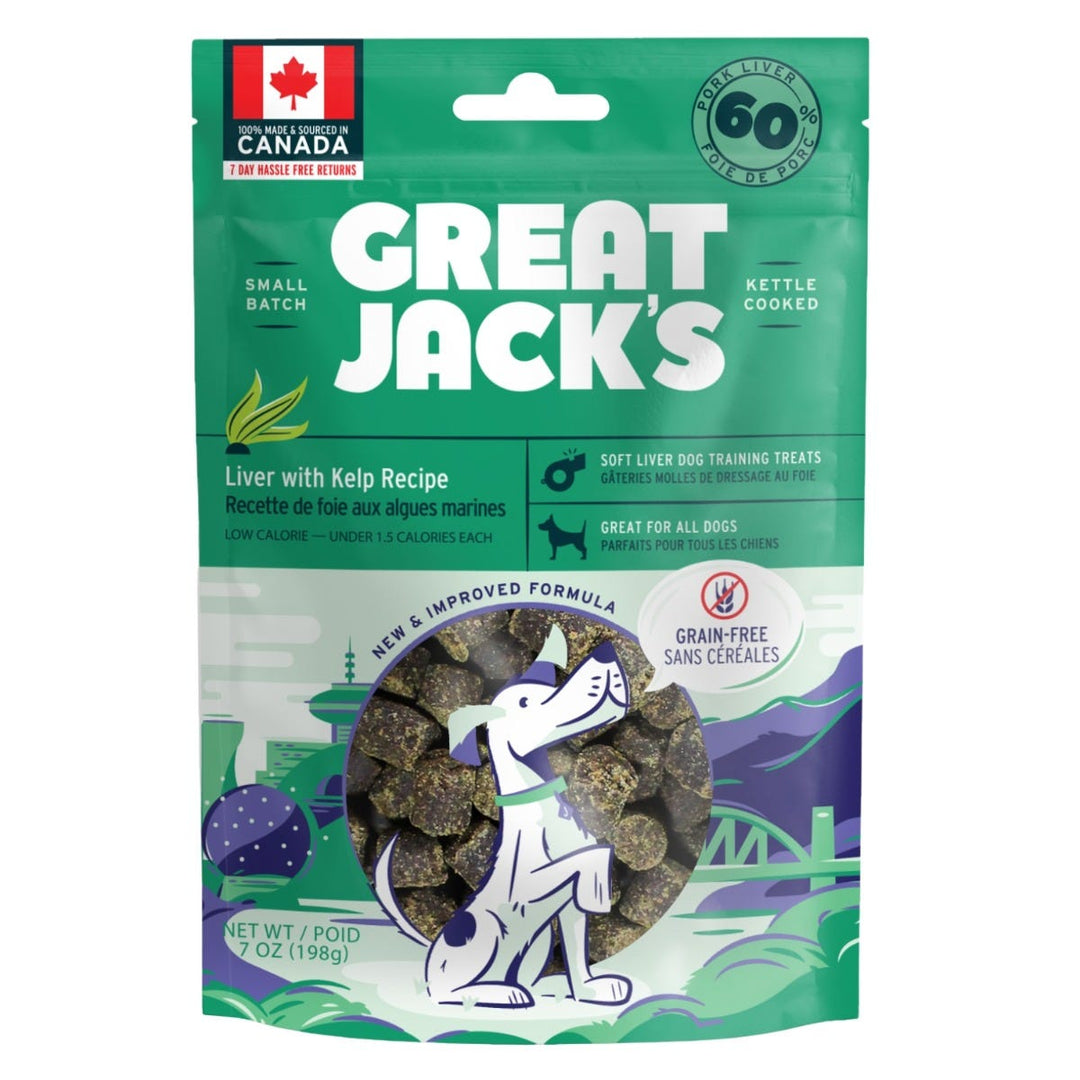 Great Jack's - Foie de Porc et Varech - Gâteries d'Entaînement Tendres Sans Grains pour Chiens
