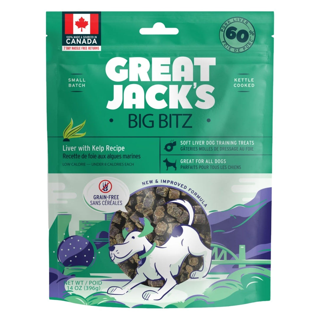 Great Jack's - Foie de Porc et Varech - Gâteries d'Entaînement Tendres Sans Grains pour Chiens