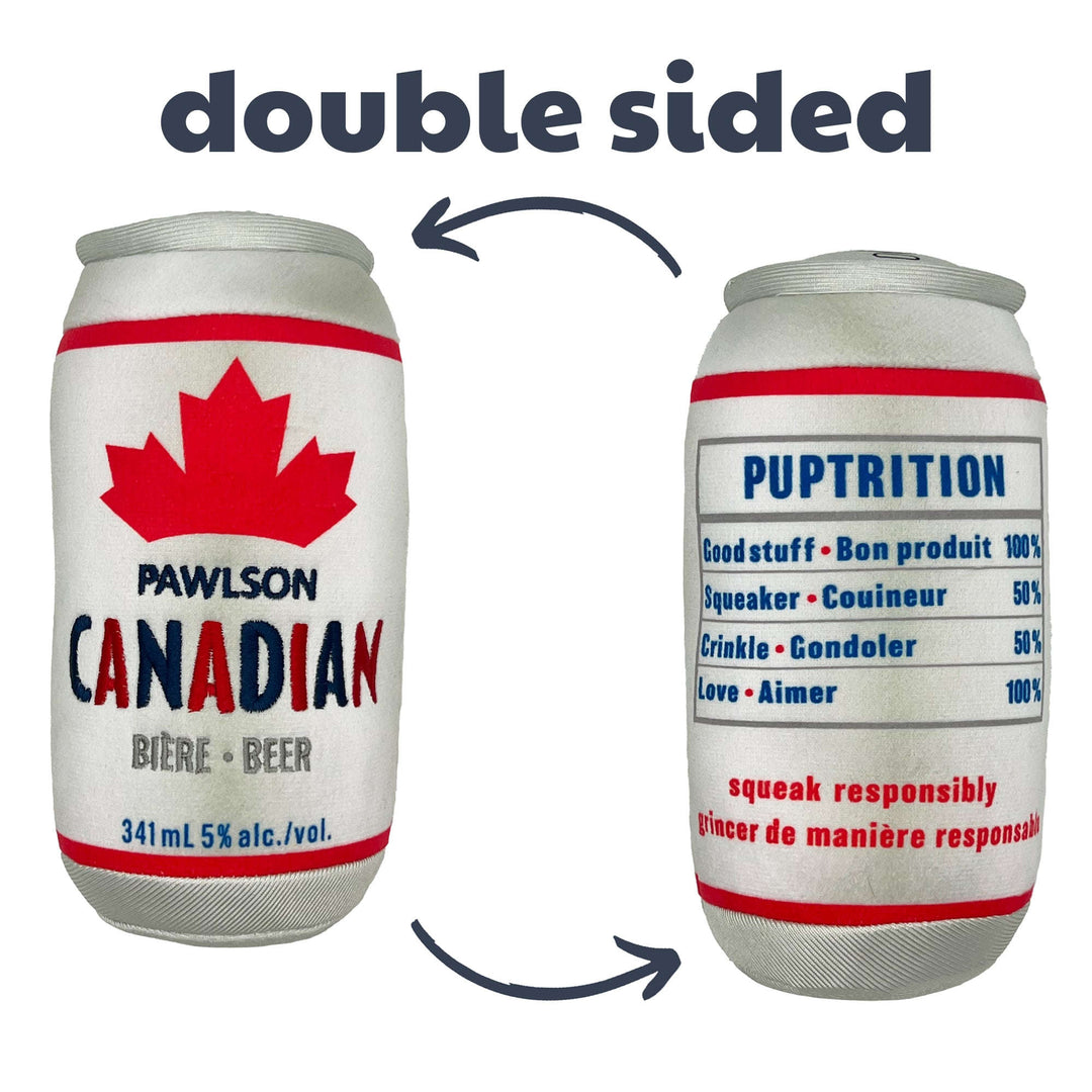 Lulubelles Power Plush - Bière Canadienne Pawlson - Jouet en Peluche avec Couineur pour Chiens
