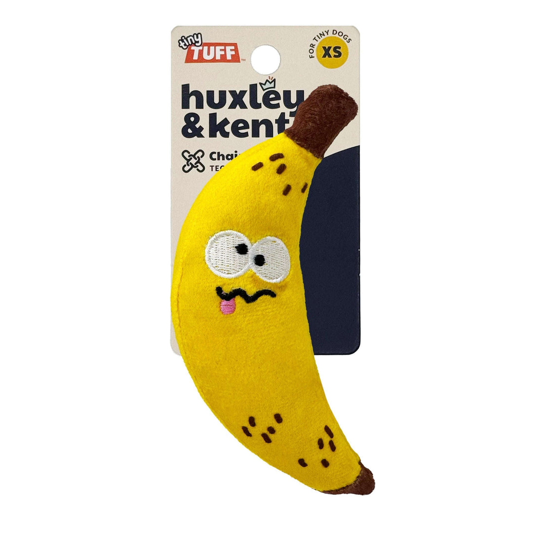 Lulubelles Tiny Tuffs - Banane Costaud - Jouet en Peluche avec Couineur pour Chiens