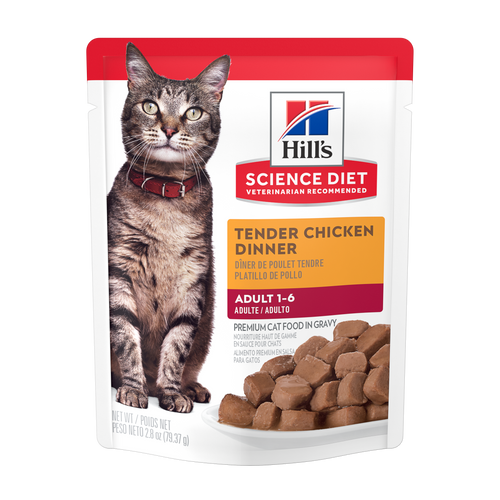 Hill's Science Diet - Dîner de Poulet Tendre en Sauce - Nourriture Humide pour Chats Adultes 1-6 Ans en Sachet