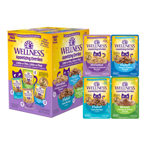 Wellness Appetizing Entrees - Ensemble Varié de Fruits de Mer et Volaille - Nourriture Humide pour Chats Adultes en Sachet