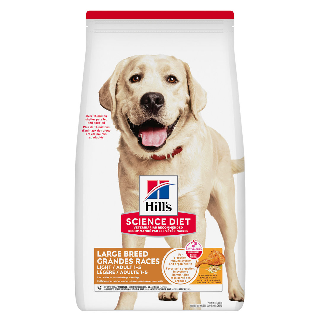 Hill's Science Diet - Légère, Poulet et Orge - Nourriture Sèche pour Chiens de Grandes Races Adultes 1-5 Ans