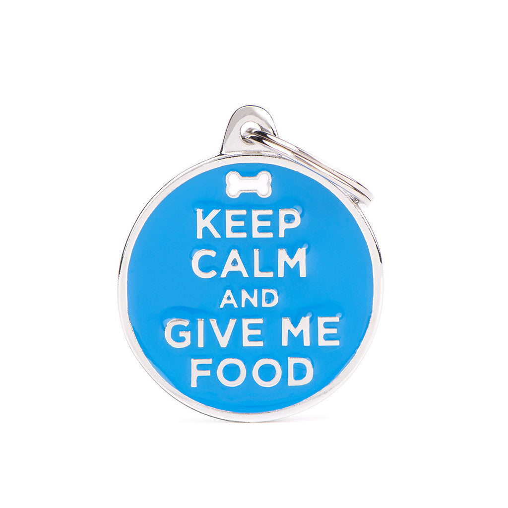 My Family - Charmes Cercle KEEP CALM AND GIVE ME FOOD - Médaille d'Identité pour Chiens