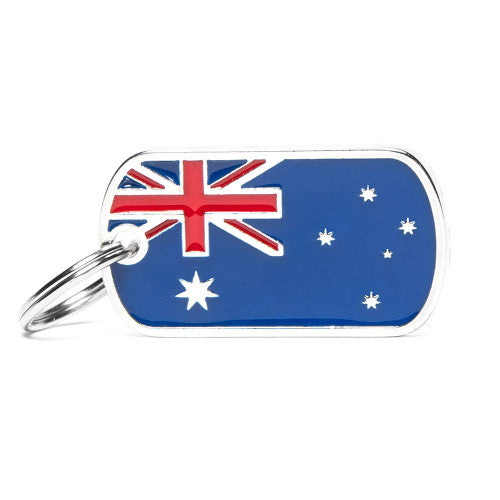 My Family - Drapeau Australienne - Médaille d'Identité pour Chiens