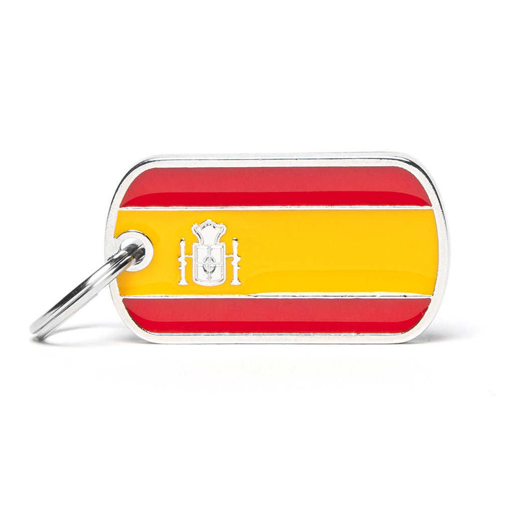 My Family - Drapeau Espagne - Médaille d'Identité pour Chiens