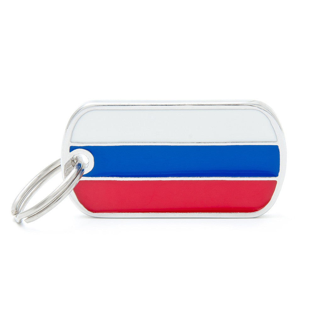 My Family - Drapeau Russie - Médaille d'Identité pour Chiens