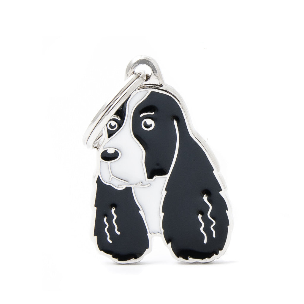 My Family - Friends Épagneul Springer Noir & Blanc - Médaille d'Identité pour Chiens