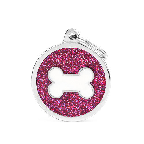 My Family - Brillance Os Encerclé Rose - Médaille d'Identité pour Chiens