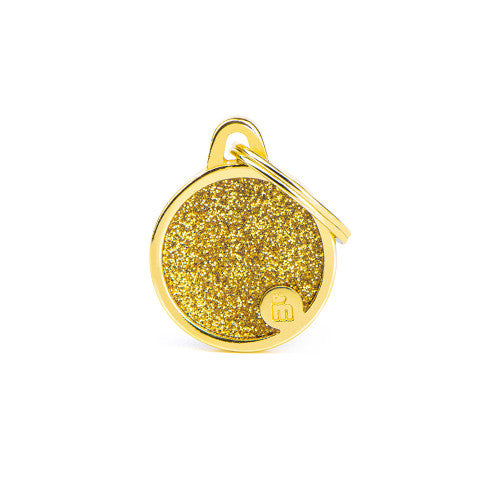 My Family - Brillance Cercle Doré - Médaille d'Identité pour Chiens