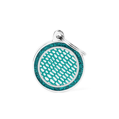 My Family - Brillance Cercle Saint-Tropez Turquoise - Médaille d'Identité pour Chiens