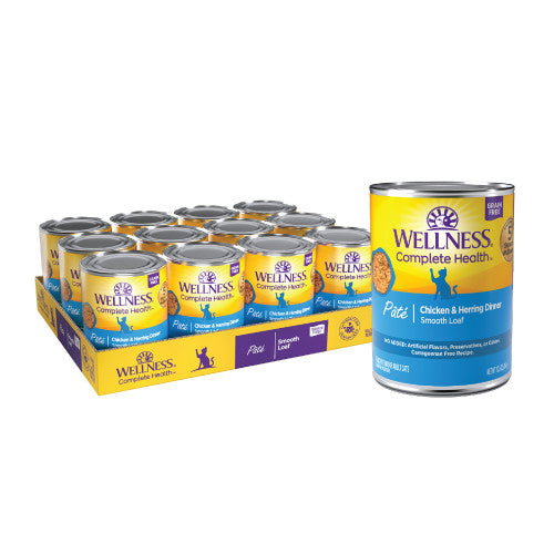 Wellness Complete Health - Pâté de Poulet et Hareng - Nourriture Humide Sans Grains pour Chats Adultes