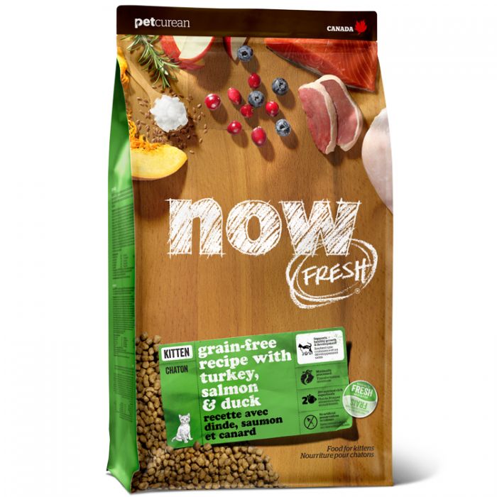 Petcurean Now Fresh - Chaton Dinde, Saumon et Canard - Nourriture Sèche Sans Grains pour Chats