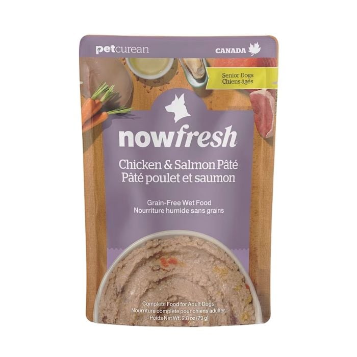Now Fresh - Chien Sénior, Pâté de Poulet et Saumon - Nourriture Humide Sans Grains pour Chiens Âgés en Pochette