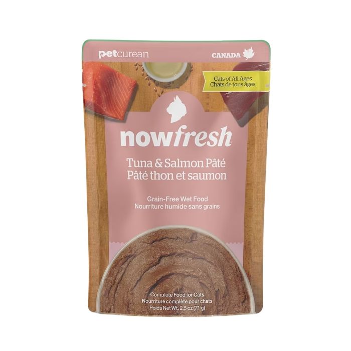 Petcurean Now Fresh - Chat Pâté de Thon et Saumon - Nourriture Humide Sans Grains pour Chats en Pochette