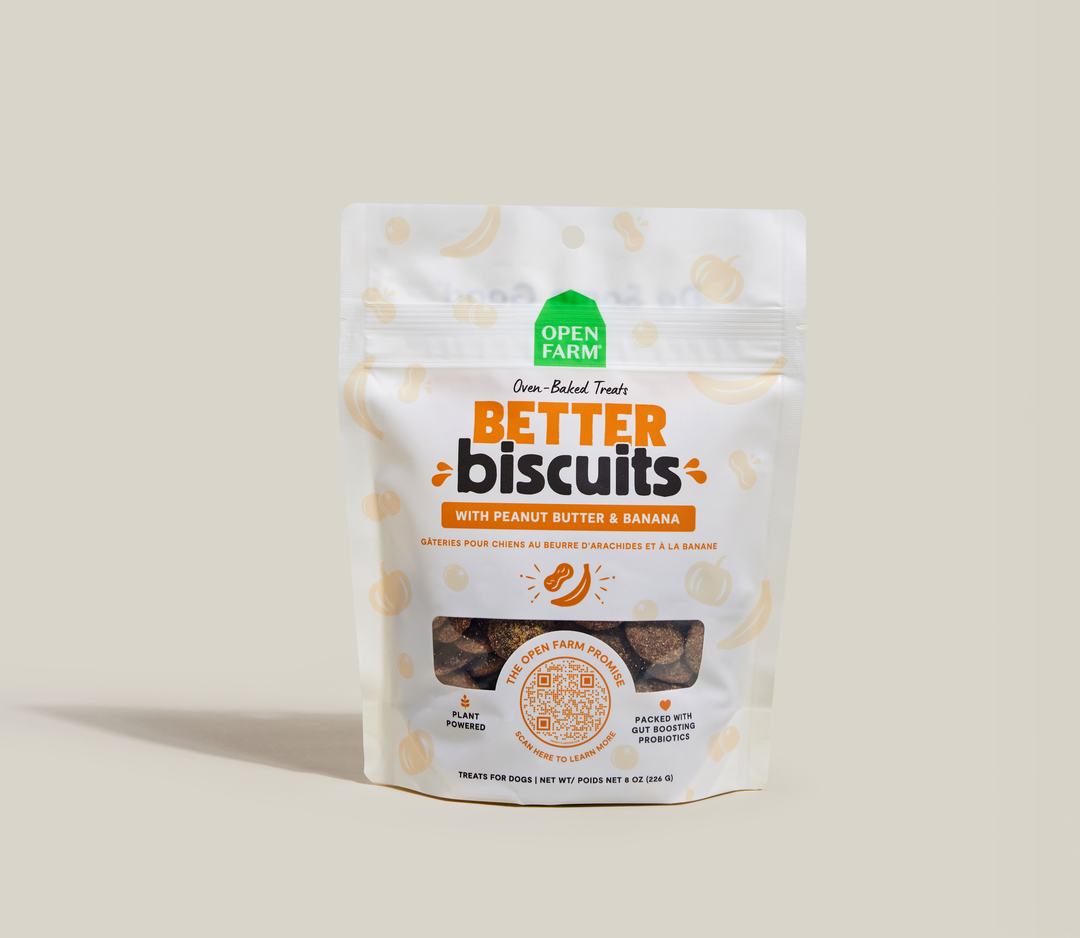 Open Farm Better Biscuits - Beurre d'Arachide et Banane - Biscuits pour Chiens