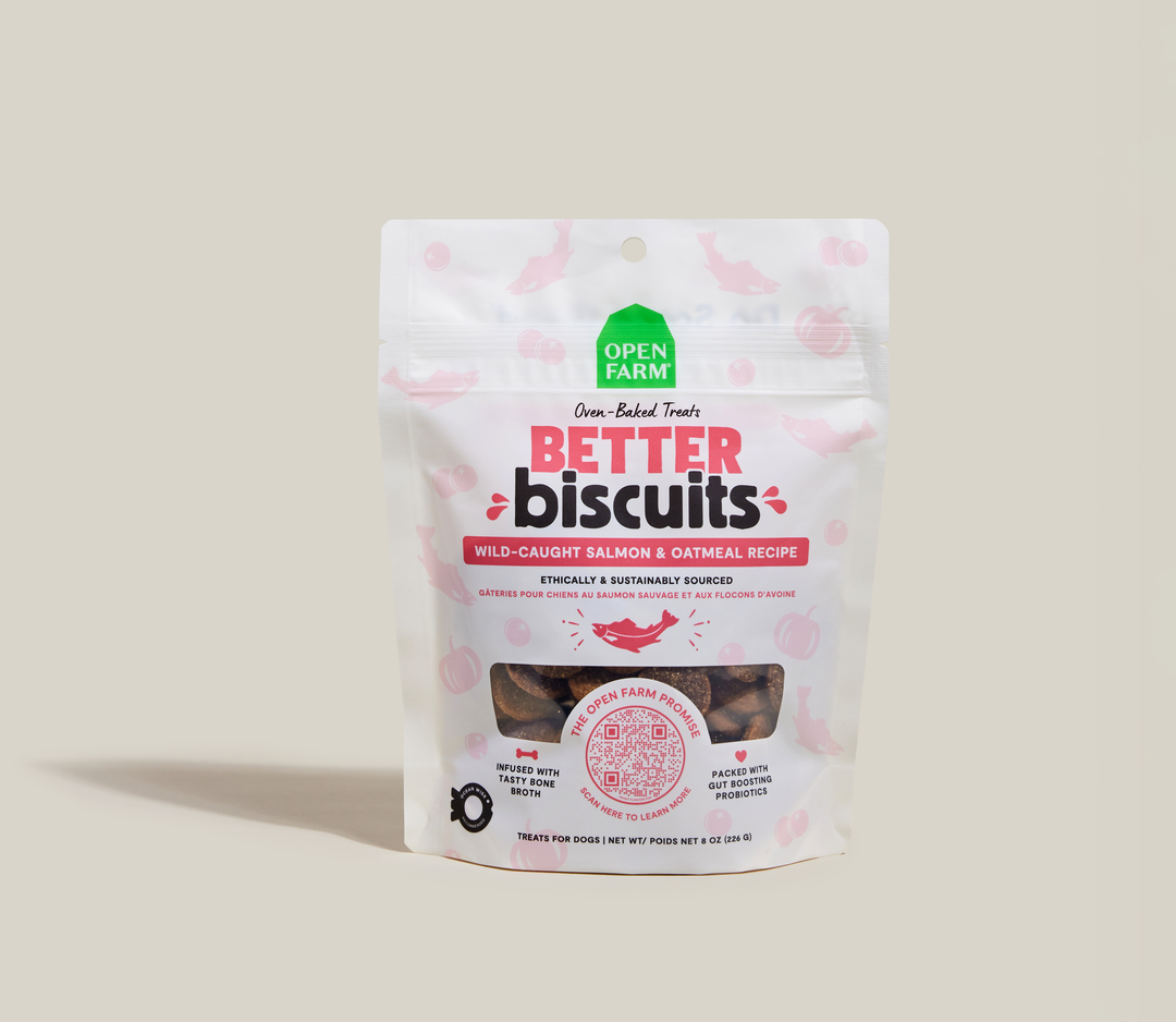 Open Farm Better Biscuits - Saumon Sauvage et Avoine - Biscuits pour Chiens