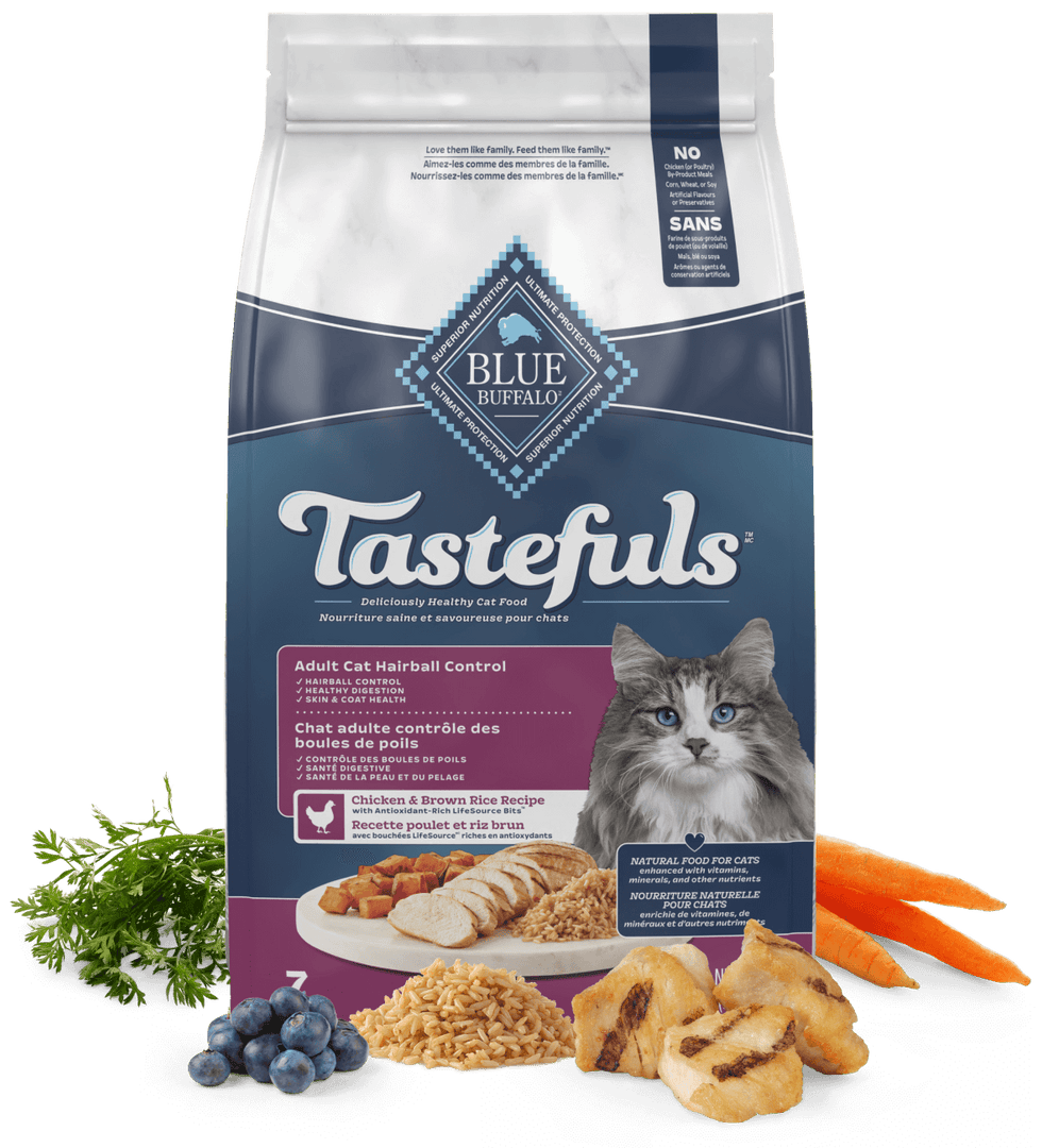 Blue Life Protection Tastefuls - Chat Contrôle des Boules de Poils Poulet et Riz Brun - Nourriture Sèche pour Chats