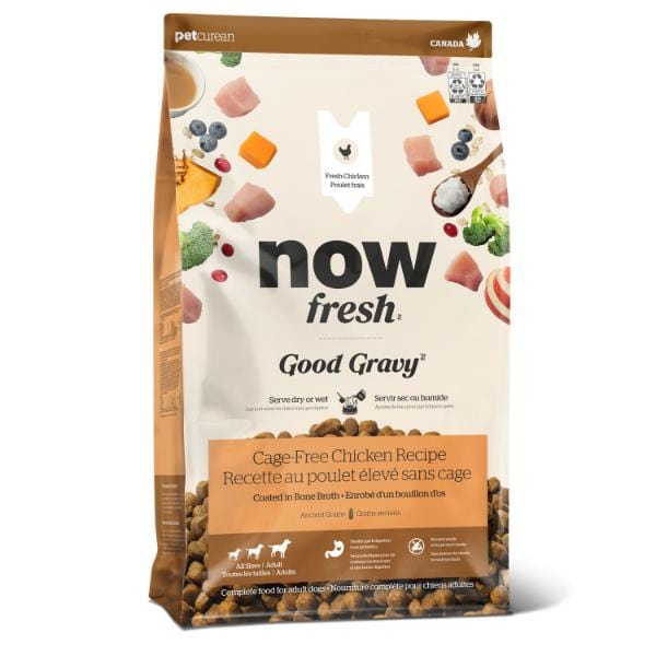 Petcurean Now Fresh Good Gravy - Chien Poulet Élevé en Liberté avec Grains Anciens - Nourriture Sèche pour Chiens