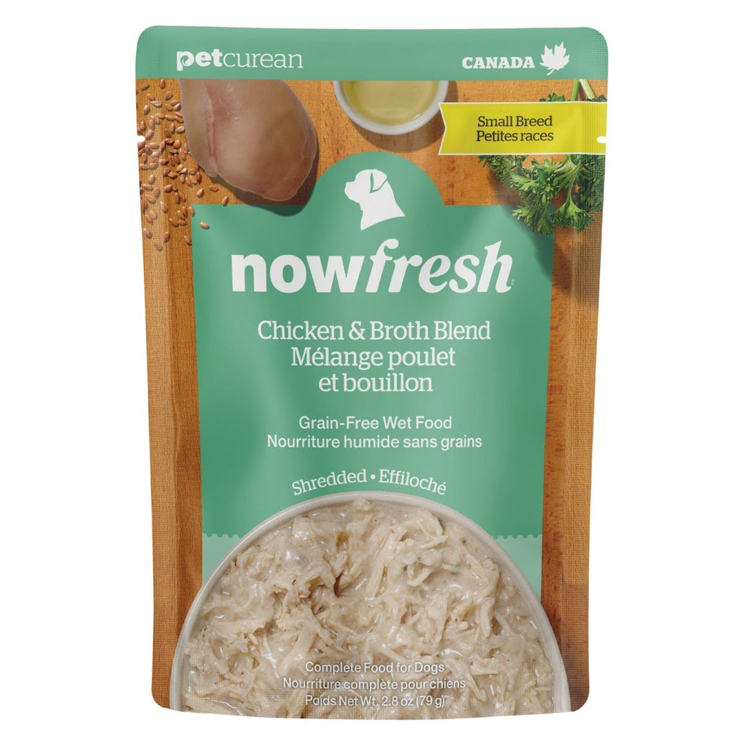 Now Fresh - Poulet Effiloché et Bouillon - Nourriture Humide Sans Grains pour Chiens de Petites Races en Sachet