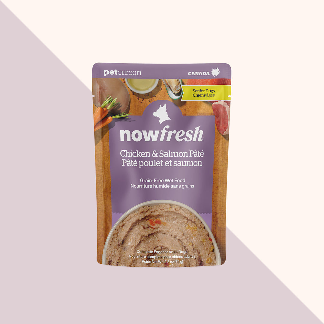 Now Fresh - Chien Senior, Pâté de Poulet et Saumon - Nourriture Humide Sans Grains pour Chiens Âgés en Pochette