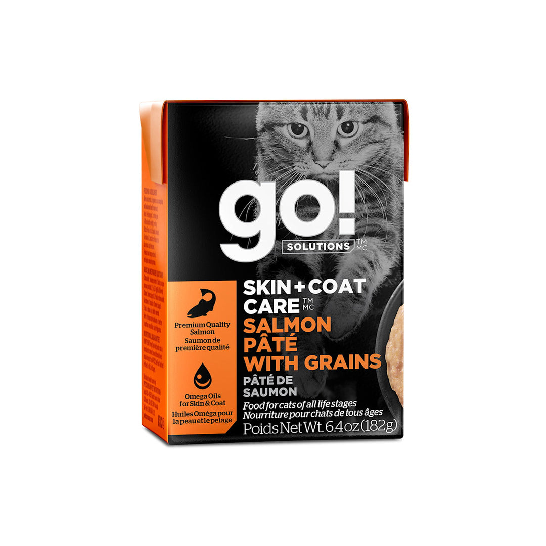 Petcurean Go! Solutions - Chat Soins Peau et Pelage, Pâté de Saumon - Nourriture Humide pour Chats en Tetra Pak
