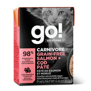 Petcurean Go! Solutions Carnivore - Chat Pâté de Saumon et Morue - Nourriture Humide Sans Grains pour Chats en Tetra Pak