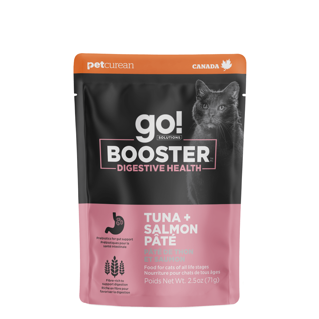 Petcurean Go! Solutions Booster - Chat Santé Digestive, Pâté de Thon et Saumon - Nourriture Humide Sans Grains pour Chats