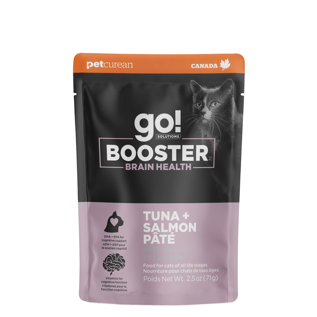Petcurean Go! Solutions Booster - Chat Santé Cérébrale, Pâté de Thon et Saumon - Nourriture Humide Sans Grains pour Chats