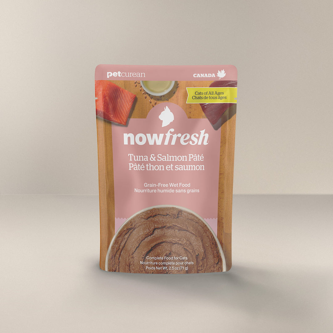 Petcurean Now Fresh - Chat Pâté de Thon et Saumon - Nourriture Humide Sans Grains pour Chats en Pochette
