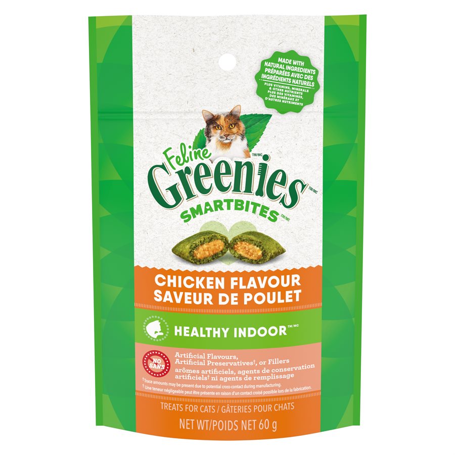 Greenies Feline Smartbites - Saveur de Poulet, Contrôle des Boules de Poils - Gâteries Dentaires pour Chats