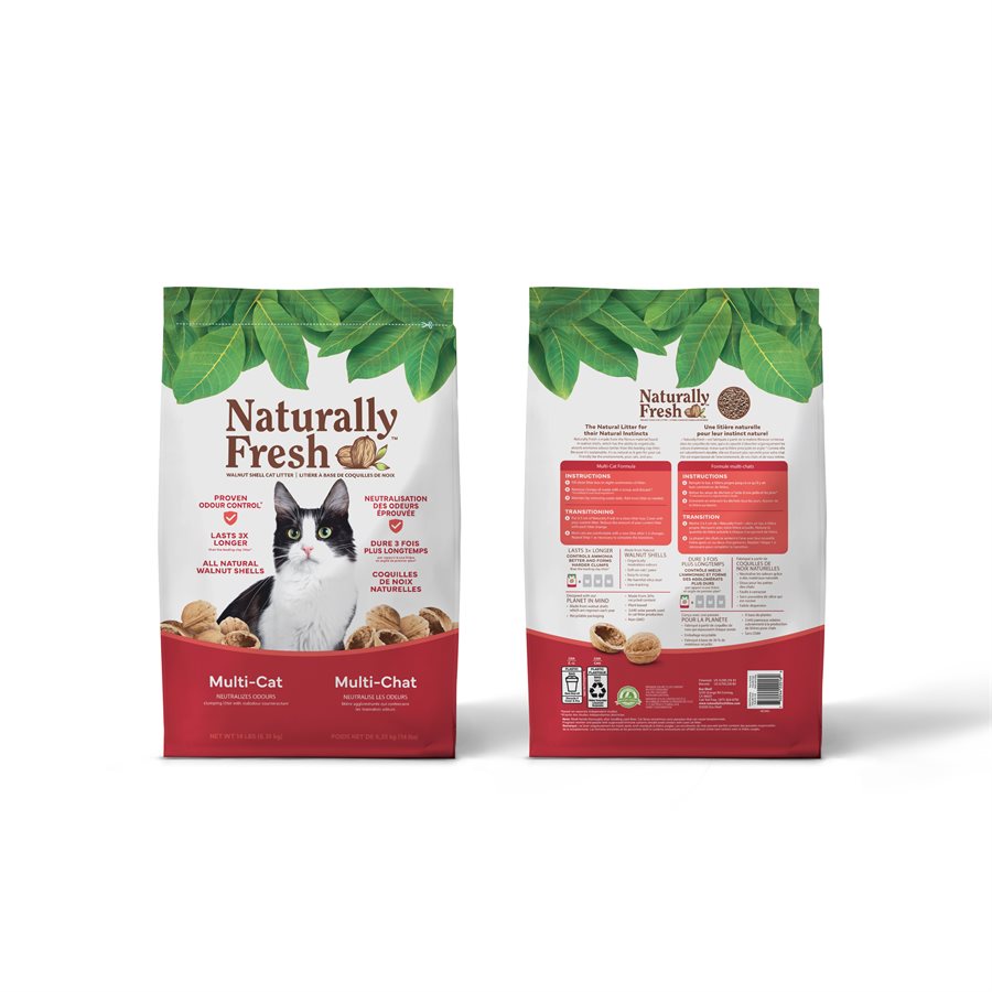 Naturally Fresh - Multi-Chats - Litière Naturelle Biodégradable à Base de Noyer, Agglomérante Rapide pour Chats Multiples