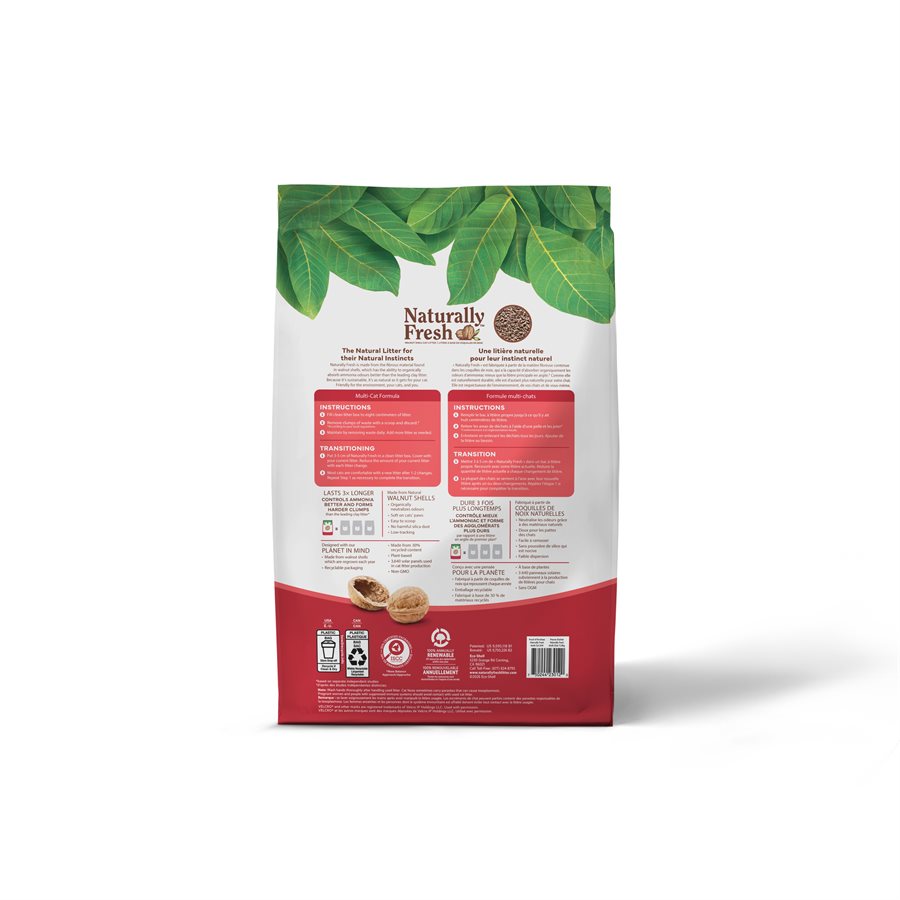 Naturally Fresh - Multi-Chats - Litière Naturelle Biodégradable à Base de Noyer, Agglomérante Rapide pour Chats Multiples