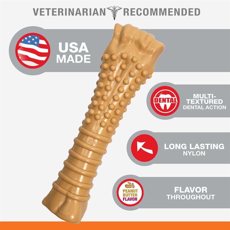 Nylabone - Os Durable Saveur de Beurre d'Arachide - Jouet à Mâcher pour Chiens