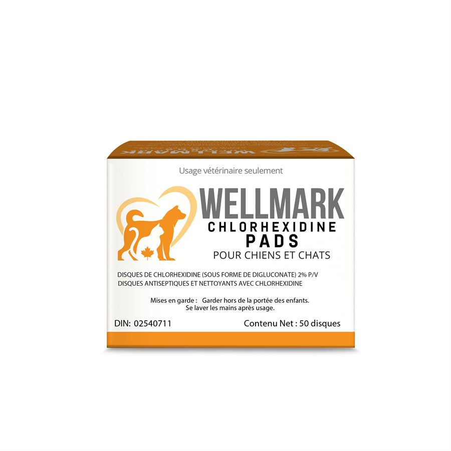 Wellmark - Lingettes à la Chlorhexidine - Soin pour Chiens et Chats