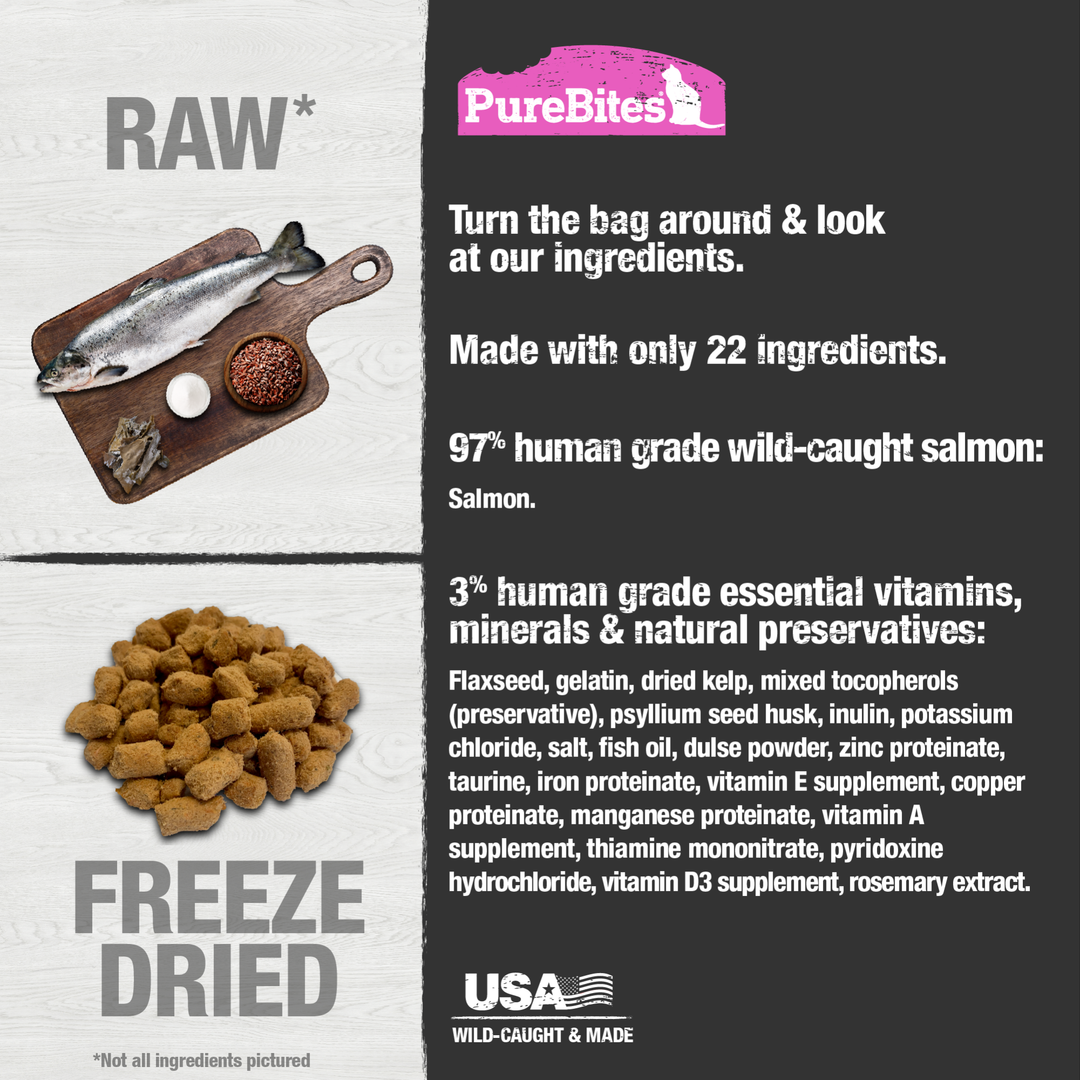 Purebites - Saumon Lyophilisé - Garniture ou Nourriture Sèche pour Chats