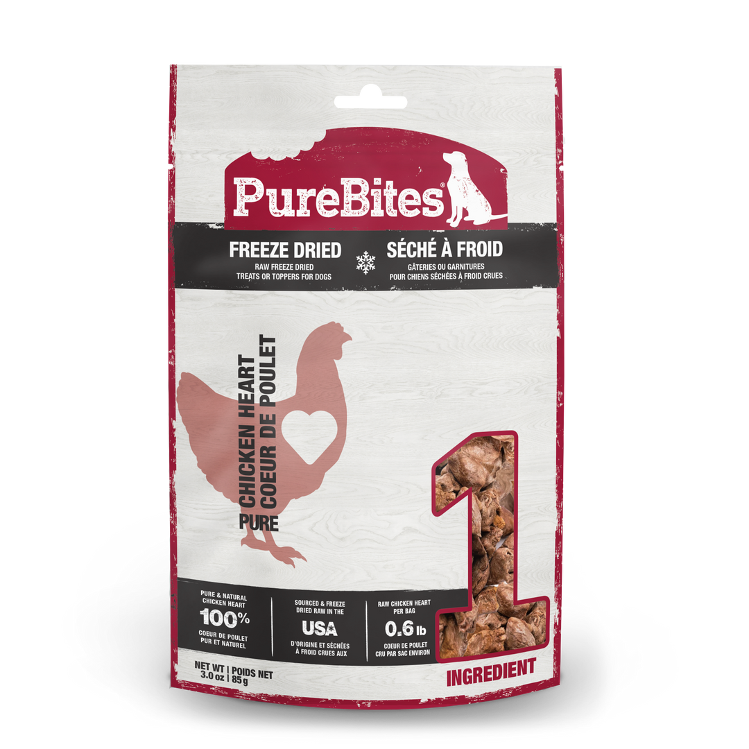 PureBites - Coeur de Poulet - Gâteries ou Garnitures Lyophilisées pour Chiens